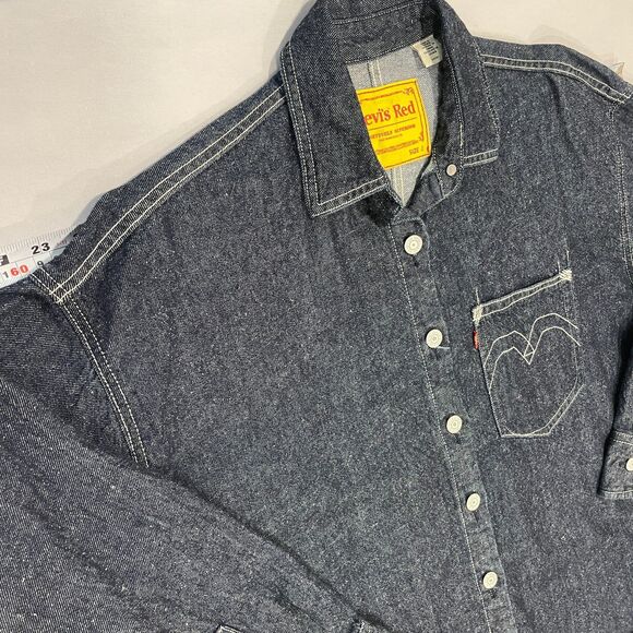 ~ LEVI'S RED Very Oversized Sm Button-Up Shirt Denim Unisex Positively Superior - Picture 9 of 14